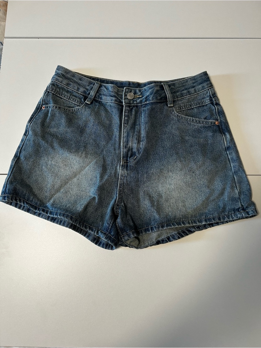 Women's Dark Blue High-Rise Jean Shorts